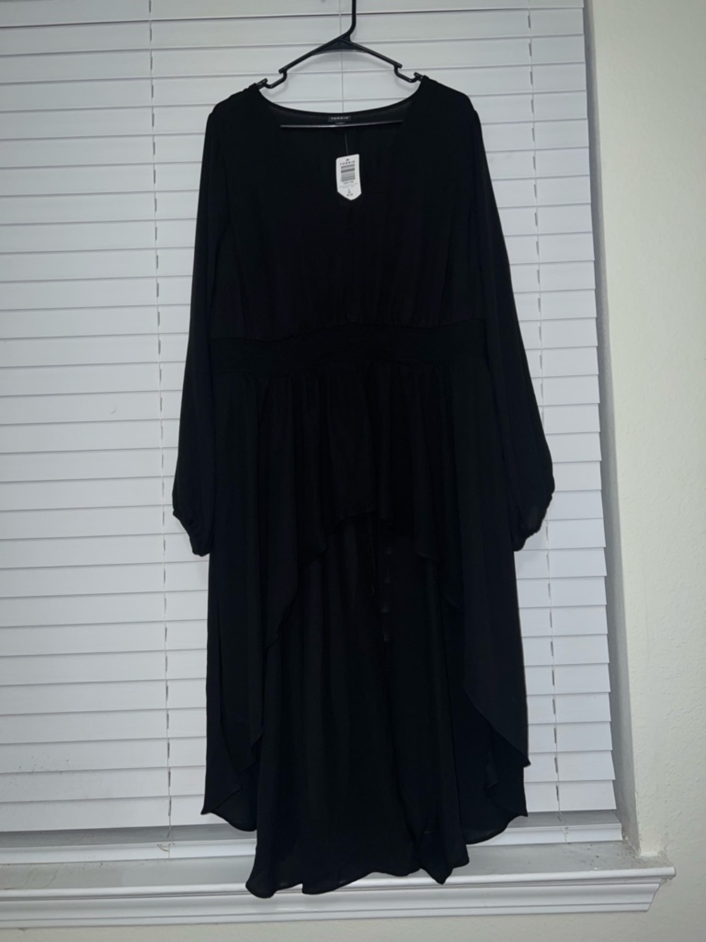 Torrid Black High-Low Long Sleeve Dress with Elastic Waist